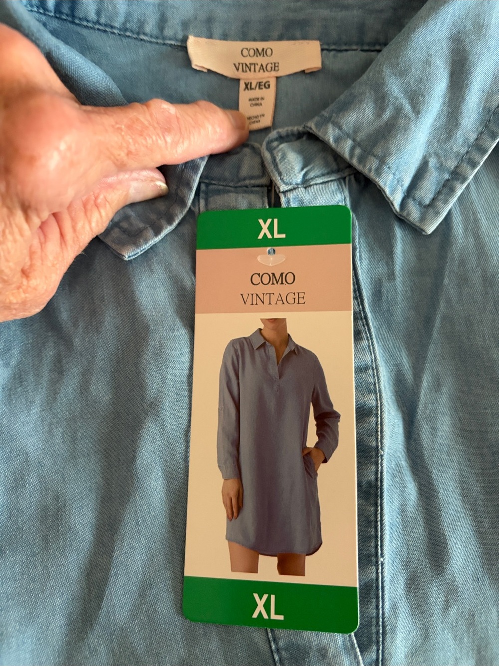 Como Vintage Light Blue Shirt Dress long sleeve. XL see measurements - Picture 4 of 10